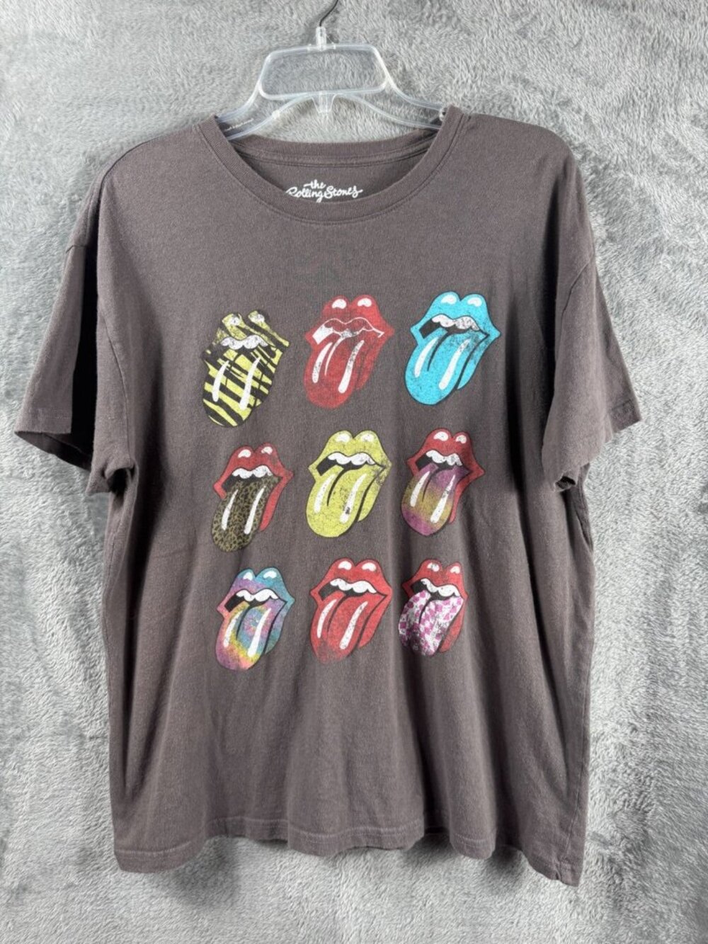 The Rolling Stones Graphic T-Shirt L Multicolor Tongue Logo Brown Unisex - Picture 5 of 8